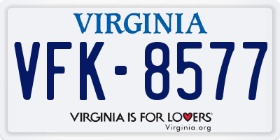 VA license plate VFK8577