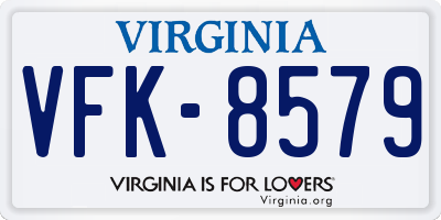 VA license plate VFK8579