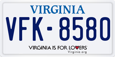 VA license plate VFK8580