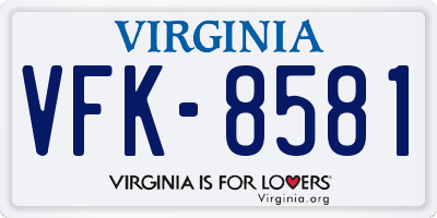 VA license plate VFK8581