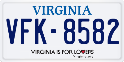 VA license plate VFK8582