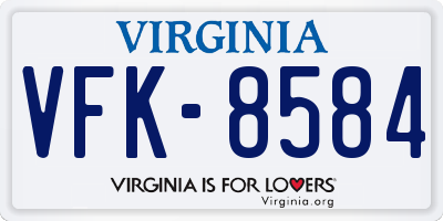 VA license plate VFK8584