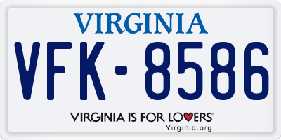 VA license plate VFK8586