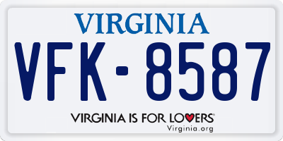 VA license plate VFK8587