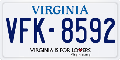 VA license plate VFK8592