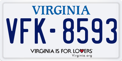 VA license plate VFK8593