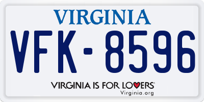 VA license plate VFK8596