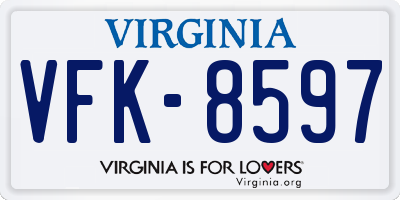 VA license plate VFK8597