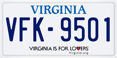 VA license plate VFK9501