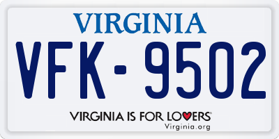 VA license plate VFK9502