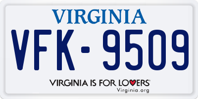 VA license plate VFK9509
