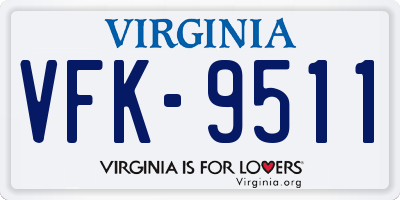 VA license plate VFK9511
