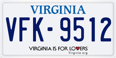 VA license plate VFK9512