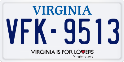 VA license plate VFK9513