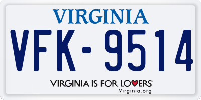 VA license plate VFK9514