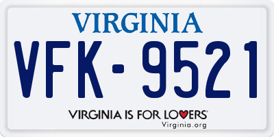 VA license plate VFK9521