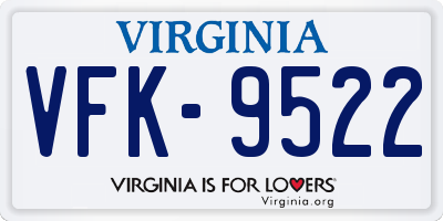 VA license plate VFK9522