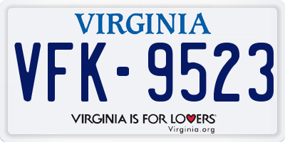 VA license plate VFK9523