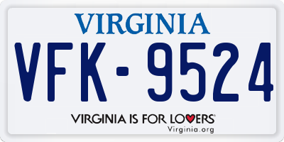 VA license plate VFK9524