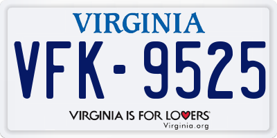 VA license plate VFK9525
