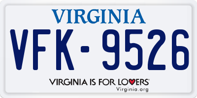VA license plate VFK9526