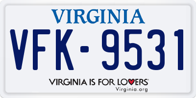 VA license plate VFK9531
