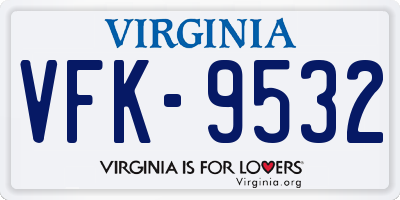 VA license plate VFK9532