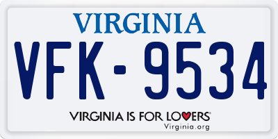 VA license plate VFK9534