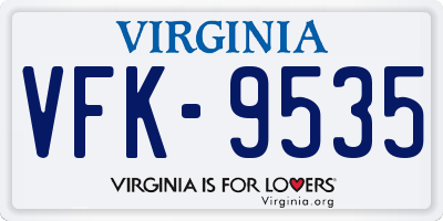 VA license plate VFK9535