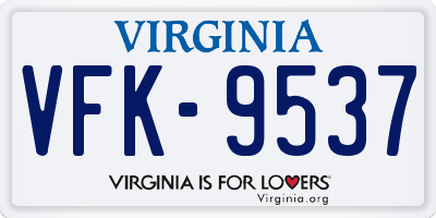 VA license plate VFK9537