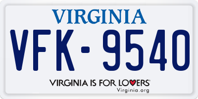 VA license plate VFK9540