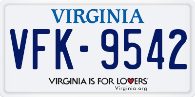 VA license plate VFK9542