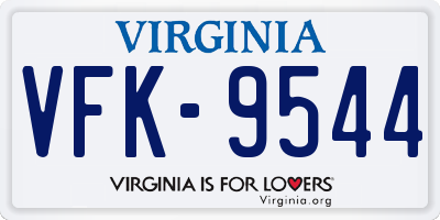 VA license plate VFK9544
