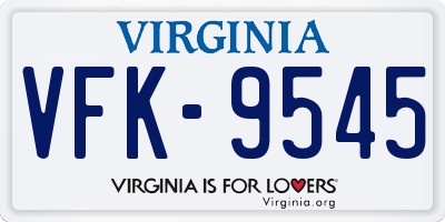 VA license plate VFK9545