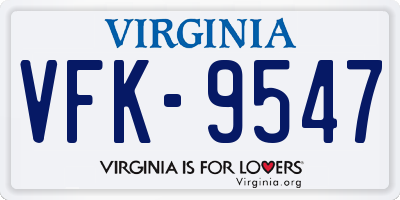 VA license plate VFK9547
