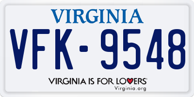 VA license plate VFK9548