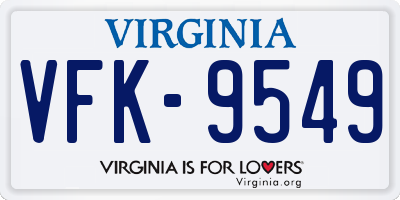 VA license plate VFK9549