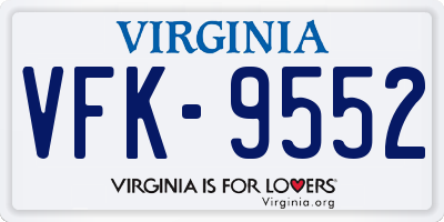 VA license plate VFK9552