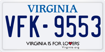 VA license plate VFK9553