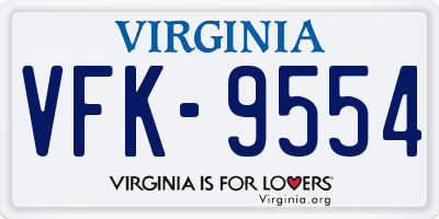 VA license plate VFK9554