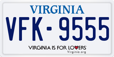 VA license plate VFK9555
