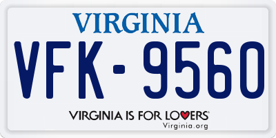 VA license plate VFK9560