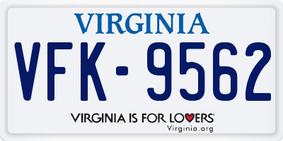 VA license plate VFK9562