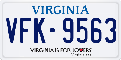 VA license plate VFK9563