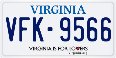 VA license plate VFK9566
