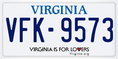VA license plate VFK9573