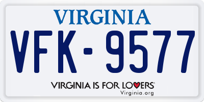 VA license plate VFK9577