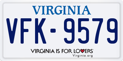 VA license plate VFK9579