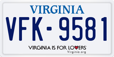 VA license plate VFK9581