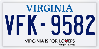 VA license plate VFK9582